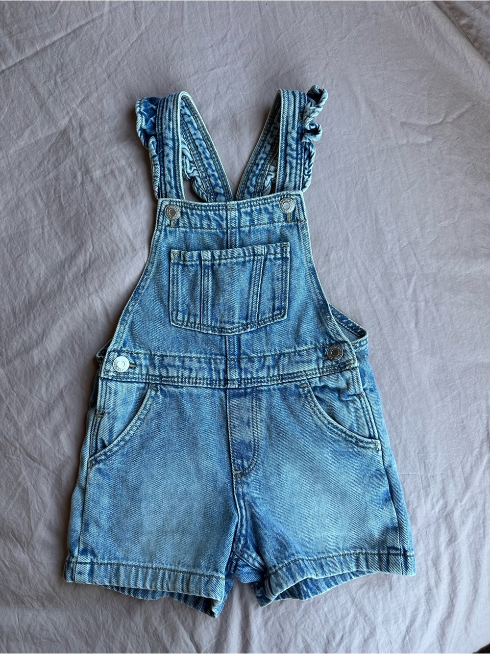 H&M Light Blue Denim Short Overalls for Kids